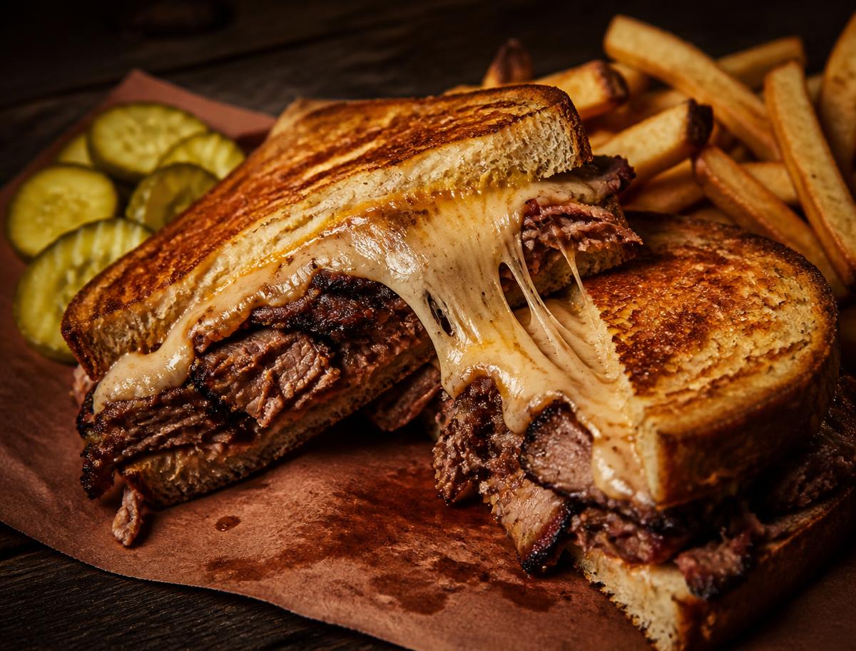 Brisket grilled cheese on sourdough