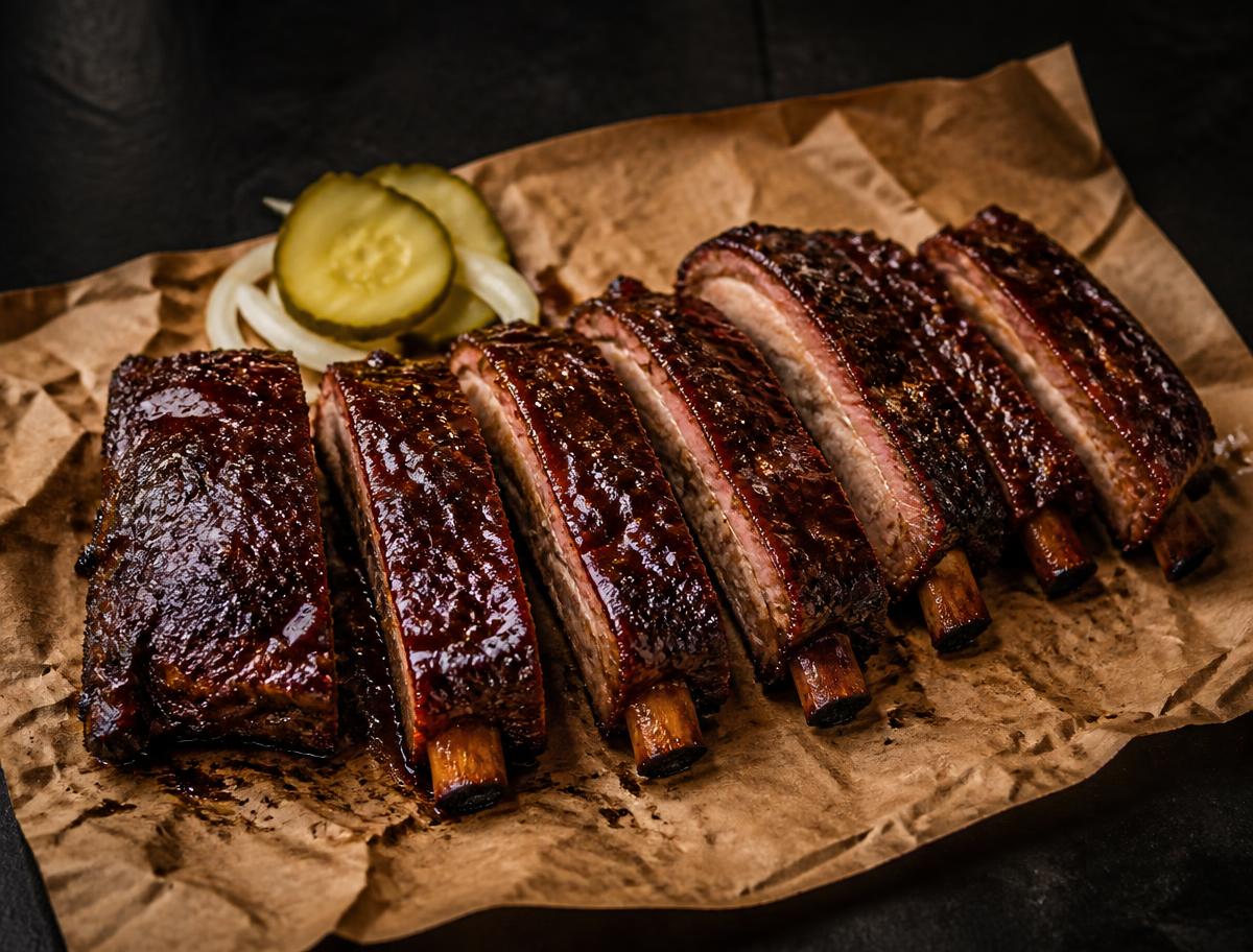 Baby back ribs fresh off the pit